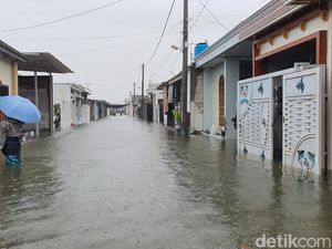 Sisi Lain Banjir Indramayu: Warga Mancing-Polisi Sewa Excavator