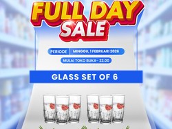 Transmart Full Day Sale! Bawa Pulang Satu Set Gelas Isi 6 Cuma Rp 39.200