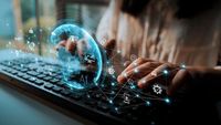 Ilustrasi pengguna internet yang sedang streaming konten video di rumah
