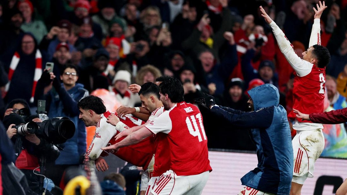 Arsenal akhiri kutukan semifinal usai melaju ke Final Carabao Cup 2025/2026. (REUTERS/Toby Melville)