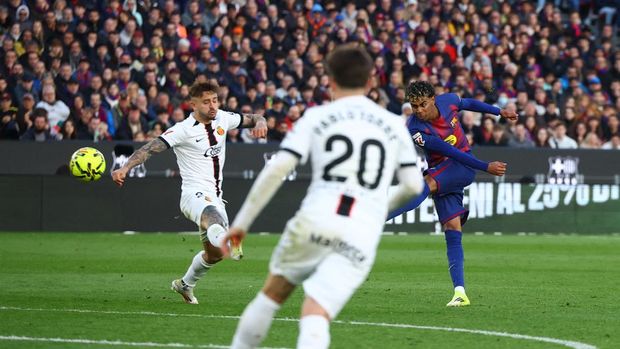 Barcelona vs Mallorca Soccer Football - LaLiga - FC Barcelona v RCD Mallorca - Spotify Camp Nou, Barcelona, Spain - February 7, 2026 FC Barcelona's Marc Bernal scores their third goal REUTERS/Albert Gea