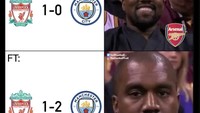 Meme Ragam Reaksi Kocak Arsenal saat Pantau Hasil Liverpool Vs Man City