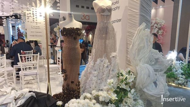 Ilustrasi gaun pengantin, konsep pernikahan, gaun pernikahan