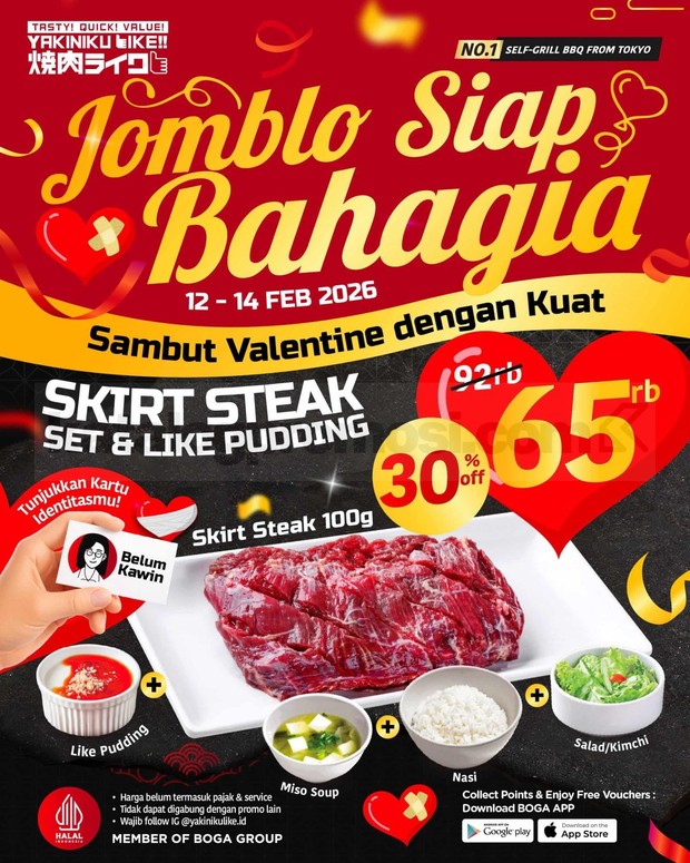 Promo makanan valentiine Yakiniku Like/ Foto: IG @yakinikulike.id