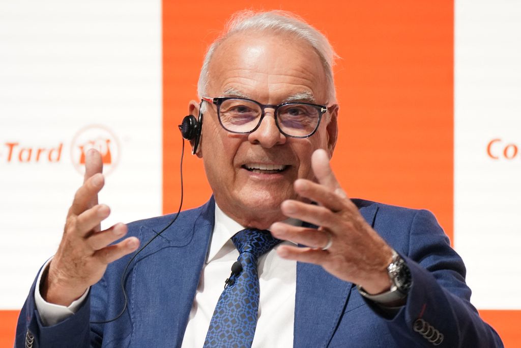 Founder and executive chairman of Alimentation Couche-Tard Alain Bouchard answers questions during a press conference in Tokyo on March 13, 2025. (Photo by Kazuhiro NOGI / AFP)