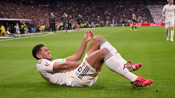 Jude Bellingham saat cedera melawan Rayo Vallecano awal bulan ini.