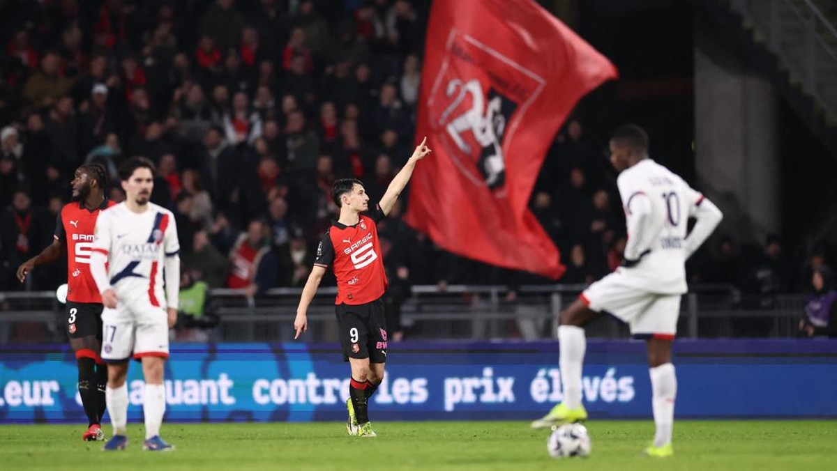 Paris Saint-Germain tumbang 1-3 di kandang Rennes. (REUTERS/Stephane Mahe)