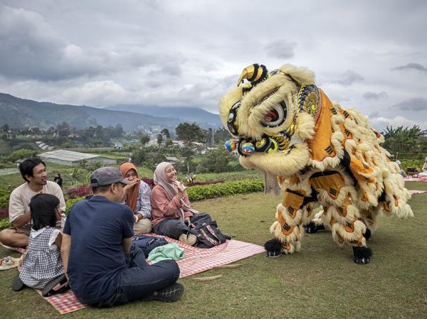 Atraksi Barongsai Semarakkan Imlek 2577 di Tepi Gunung Cisarua