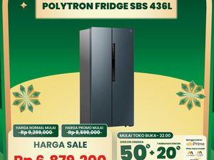 Ada Diskon Gede Kulkas Side by Side Polytron di Transmart Full Day Sale