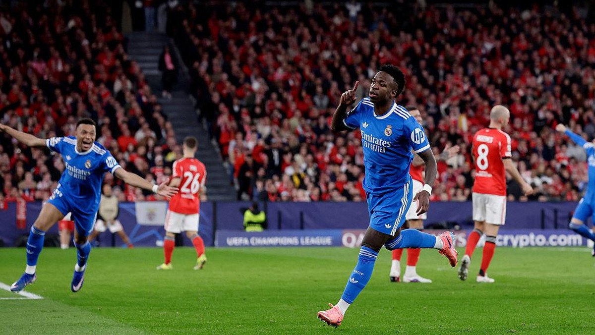 Momen Real Madrid tampil di markas Benfica pada leg pertama. (Foto: Getty Images/Soccrates Images)