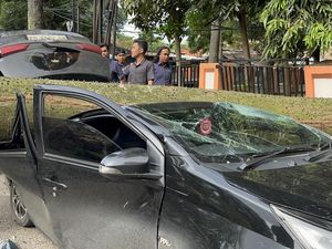 Pohon Tumbang Timpa 3 Mobil di Lokasi Pasar Murah Palembang