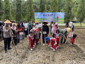 Ratusan Sekolah di Pangandaran Serentak Ditanami Jagung