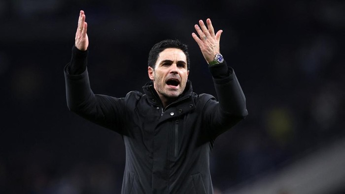 Soccer Football - Premier League - Tottenham Hotspur v Arsenal - Tottenham Hotspur Stadium, London, Britain - February 22, 2026 Arsenal manager Mikel Arteta celebrates after the match REUTERS/David Klein EDITORIAL USE ONLY. NO USE WITH UNAUTHORIZED A