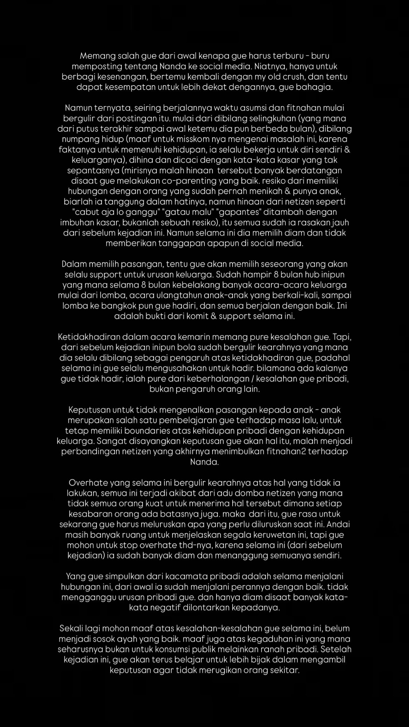 Klarifikasi Niko Al Hakim alias Okin soal hujatan kepada kekasihnya, Ananda Zhafira