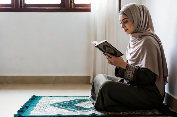 Potret muslimah membaca Al-Qu'an