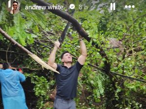 Andrew White Ikut Evakuasi Pohon Tumbang Saat Bali Diterjang Cuaca Ekstrem