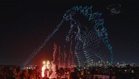 Epic! Apple TV+ Pecahkan Rekor Dunia Drone Godzilla 3.000 Unit