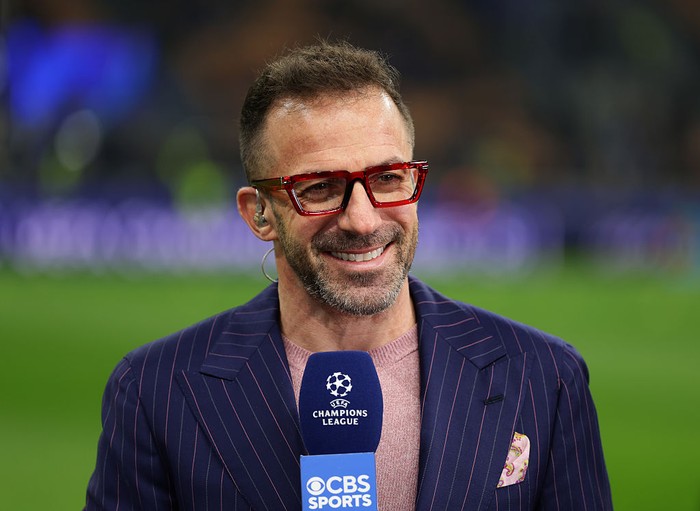 MILAN, ITALY - FEBRUARY 24: Former player and pundit, Alessandro Del Piero, looks on prior to the UEFA Champions League 2025/26 League Knockout Play-off Second Leg match between FC Internazionale Milano and FK Bodo/Glimt at Stadio San Siro on Februar