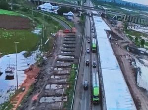 Ruas Tol Palembang-Kayuagung yang Rusak Parah Dibangun Slab On Pile