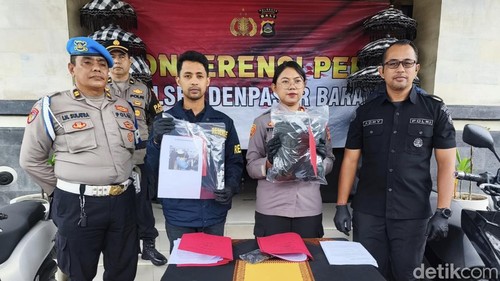 Konferensi pers kasus pemerasan di Polsek Denpasar Barat, Kamis (26/2/2026).
