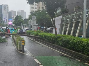 Ada Pohon Tumbang di Jl Sudirman, Kendaraan Hanya Bisa Lewat 1 Lajur