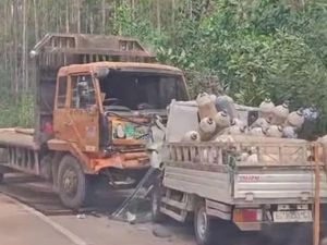 Pikap Adu Kambing dengan Truk di Musi Rawas, Satu Orang Tewas