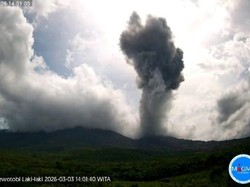 Gunung Lewotobi Laki-laki Meletus Lagi, Lontarkan Kolom Abu 1 Km