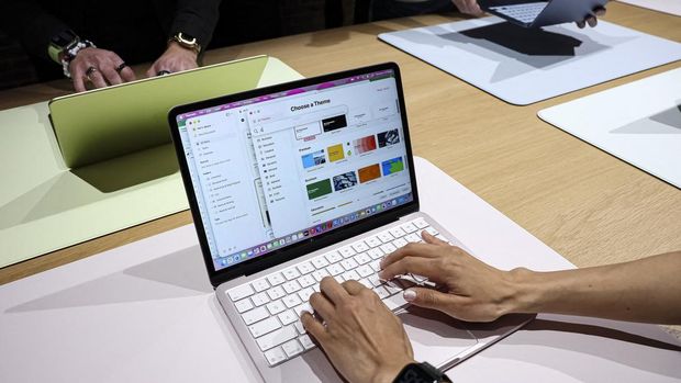 The newly released MacBook Neo is displayed during the 