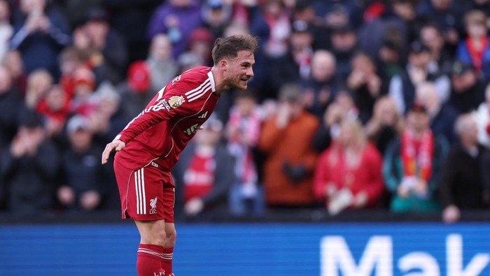 Soccer Football - Premier League - Liverpool v West Ham United - Anfield, Liverpool, Britain - February 28, 2026 Liverpools Alexis Mac Allister celebrates scoring their third goal REUTERS/David Klein EDITORIAL USE ONLY. NO USE WITH UNAUTHORIZED AUDI