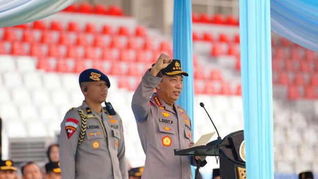 Kapolri Pimpin Apel Ojol dan Buruh di Sumsel