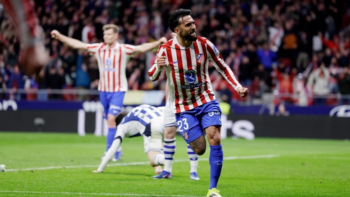MADRID, SPAIN - MARCH 7: Nicolas Gonzalez of Atletico Madrid celebrates 2-1  during the LaLiga EA Sports  match between Atletico Madrid v Real Sociedad at the Riyadh Air Metropolitano on March 7, 2026 in Madrid Spain (Photo by M Gracia Jimenez/Soccra