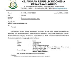 Usut Dana PWA Rp 671 Miliar, Kejagung Panggil Pejabat Bali