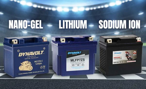 Tiga tipe aki motor Dynavolt (Nano-Gel, Lithium, dan Sodium Ion)