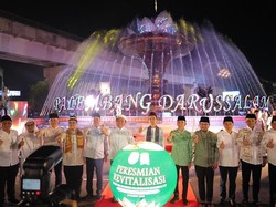 Tugu Cempako Telok Jadi Ikon Baru Bundaran Air Mancur Palembang