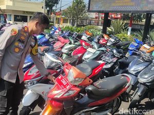 Polisi Cianjur Amankan 40 Motor Knalpot Brong, Ada Pelat Merah Banten