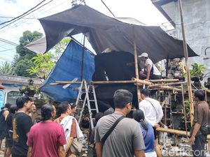 Duh! Ogoh-Ogoh di Tabanan Terbakar Saat Hari Pengerupukan