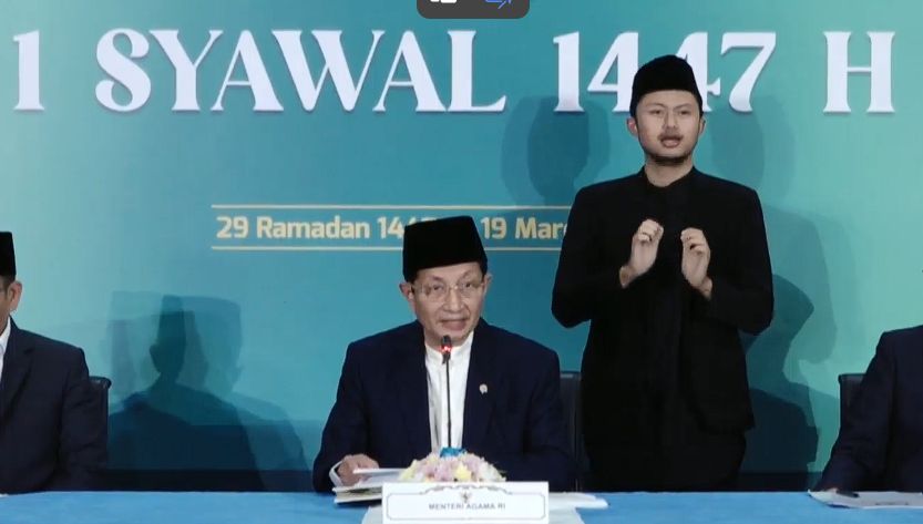 Konferensi pers hasil sidang isbat 1 Syawal 1447 H.