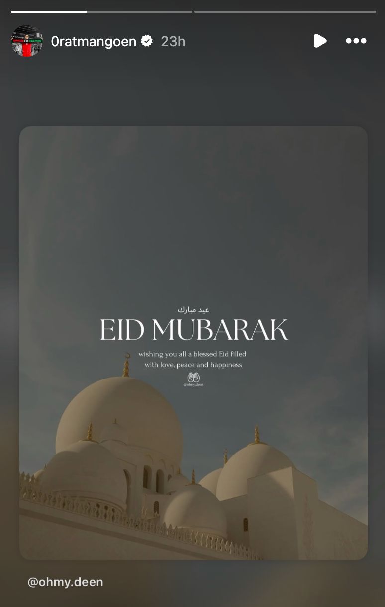 Ucapan Selamat Idulfitri dari Ragnar Oratmanoen lewat Instagram.