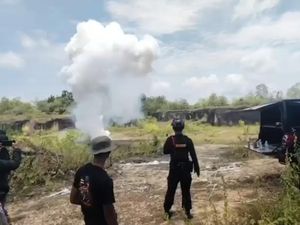 Polres Pamekasan Musnahkan Barang Bukti Bahan Peledak Petasan