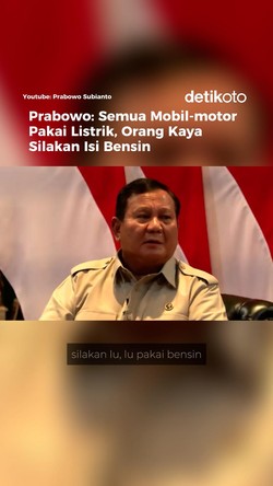 Prabowo: Semua Mobil-motor Pakai Listrik, Orang Kaya Silakan Isi Bensin 