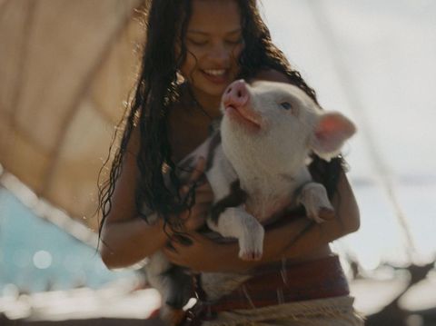 (L-R) Catherine Laga'aia as Moana and Pua in Disney's live-action MOANA. Photo courtesy of Disney. © 2026 Disney Enterprises, Inc. All Rights Reserved.