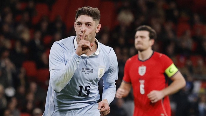 Soccer Football - International Friendly - England v Uruguay - Wembley Stadium, London, Britain - March 27, 2026 Uruguays Federico Valverde celebrates scoring their first goal Action Images via Reuters/Andrew Couldridge