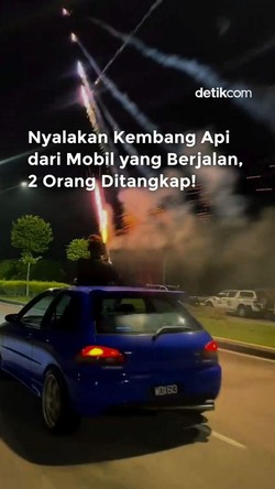 Video Nyalakan Kembang Api dari Mobil Berjalan, 2 Orang Ditangkap