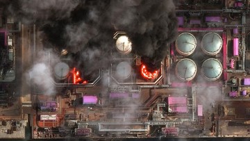 Berita dari Detik Finance: Citra Satelit Ungkap Kebakaran Tangki Minyak di Pelabuhan Rusia