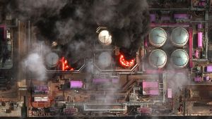 Citra Satelit Ungkap Kebakaran Tangki Minyak di Pelabuhan Rusia