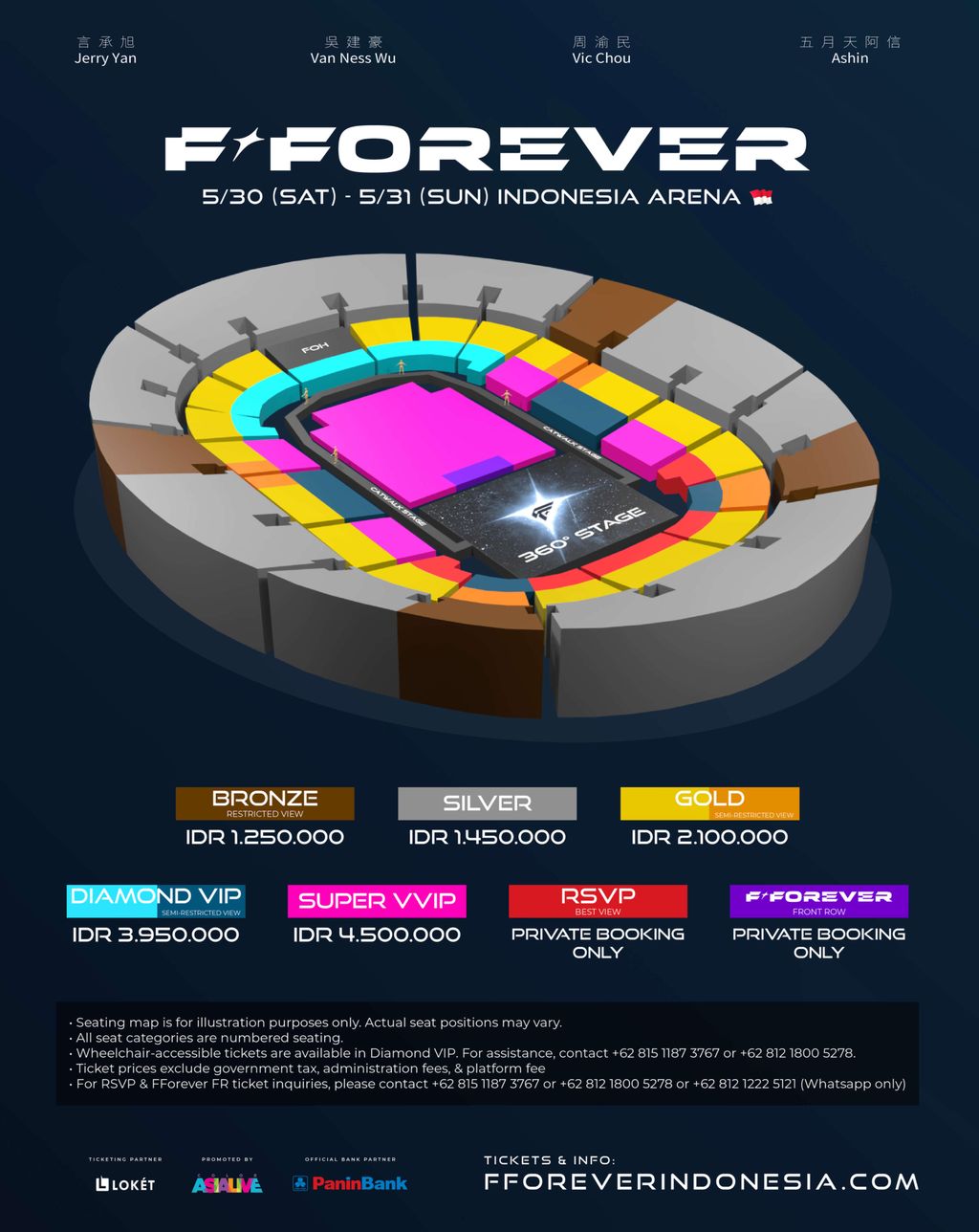 Daftar Harga Tiket Konser F4 di Jakarta (2026). (via Color Asia Live)