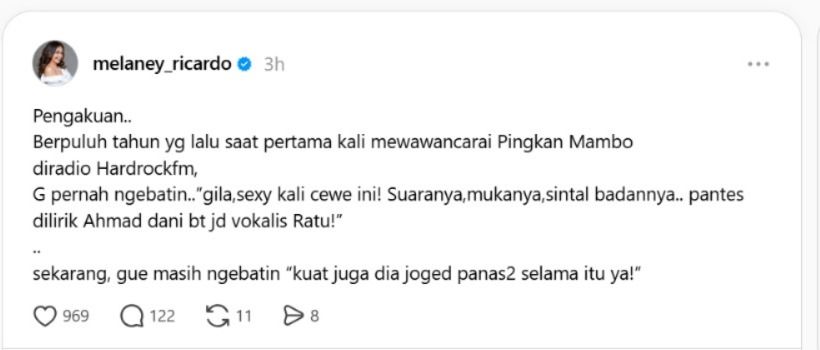 Pengakuan Melaney Ricardo soal Pinkan Mambo