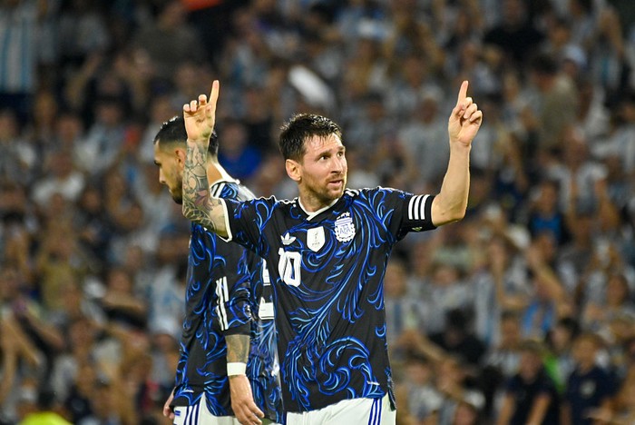 Lionel Messi celebrates for Argentina during an international friendly match ahead of the FIFA World Cup, on March 31, 2026, at Estadio Alberto J. Armando in Buenos Aires, Argentina. (Photo by Juan Manuel Baez/NurPhoto via Getty Images)