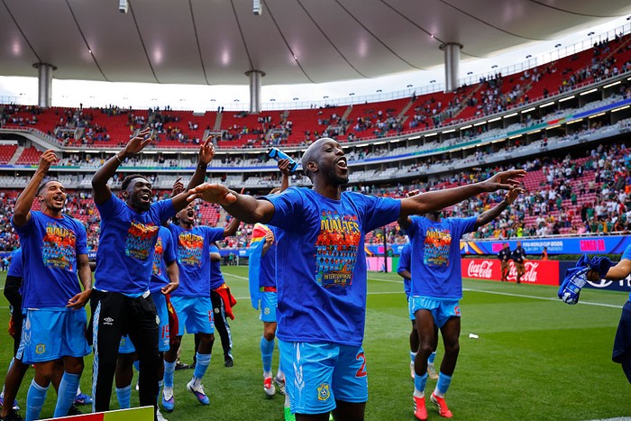 ZAPOPAN, MEXICO - MARCH 31: Players of Republic of Congo celebrate qualification for the World Cup during the FIFA World Cup 2026 Qualifying Playoff tournament match between Congo DR and Jamaica at Estadio Guadalajara on March 31, 2026 in Zapopan, Me