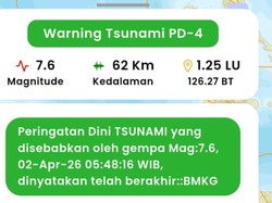 Peringatan Tsunami Usai Gempa M 7,6 Bitung Dinyatakan Berakhir!